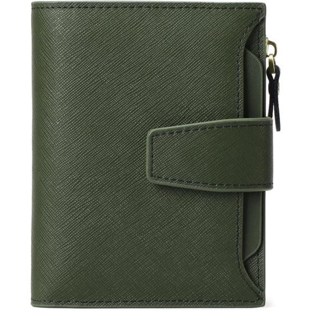 Small Women Wallet Genuine Leather RFID Blocking Bifold Zipper Pocket